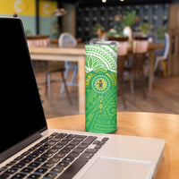 Cook Islands Manta Ray Skinny Tumbler Kuki Airani Tattoo Green Color LT14 - Polynesian Pride