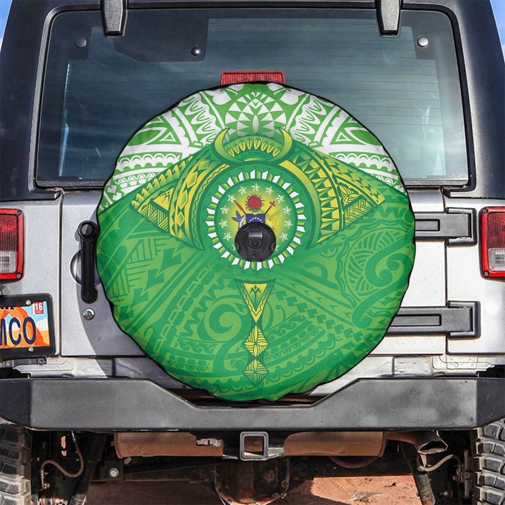 Cook Islands Manta Ray Spare Tire Cover Kuki Airani Tattoo Green Color LT14 Green - Polynesian Pride