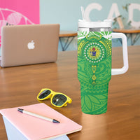 Cook Islands Manta Ray Tumbler With Handle Kuki Airani Tattoo Green Color LT14 - Polynesian Pride