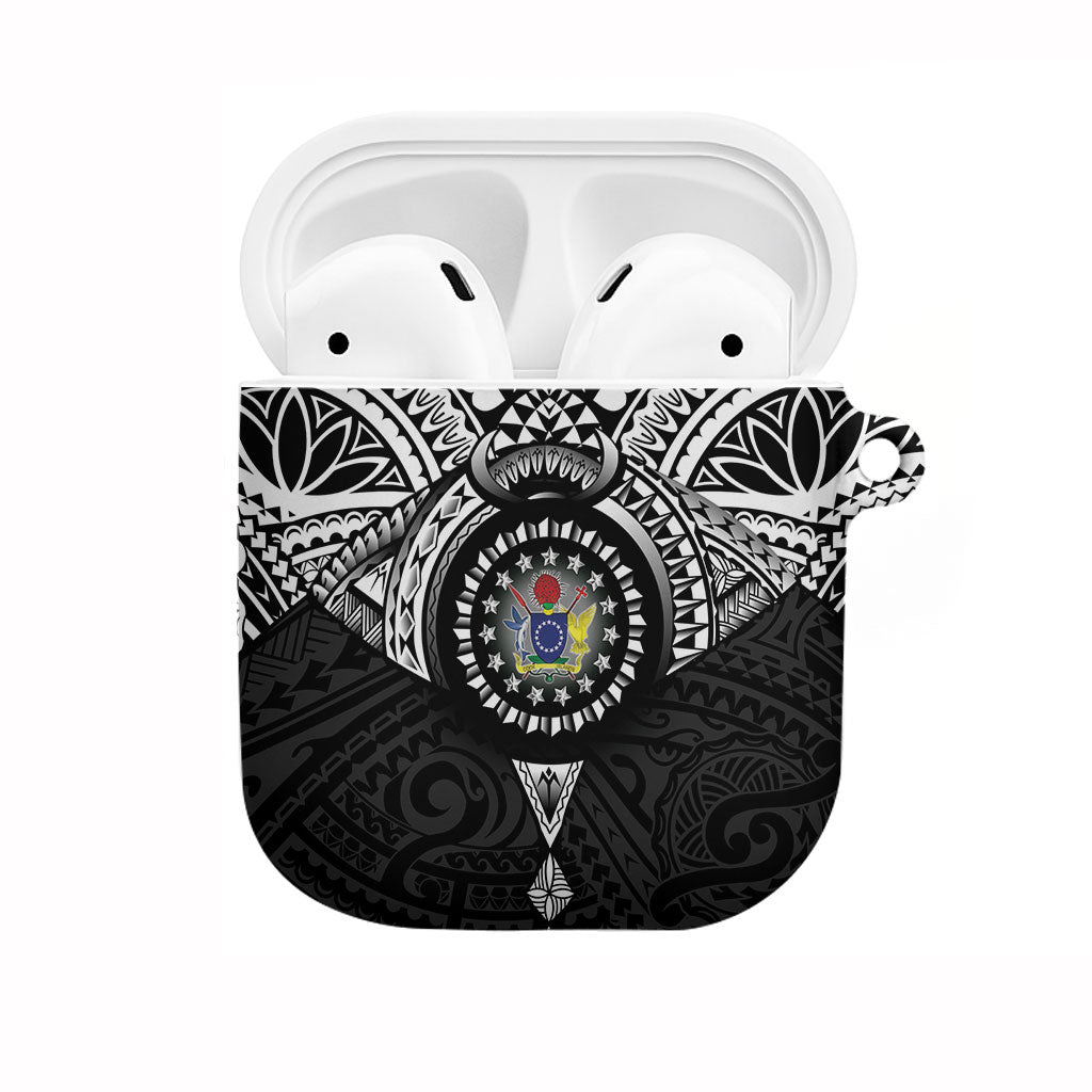 Cook Islands Manta Ray AirPods Case Kuki Airani Tattoo Black Color