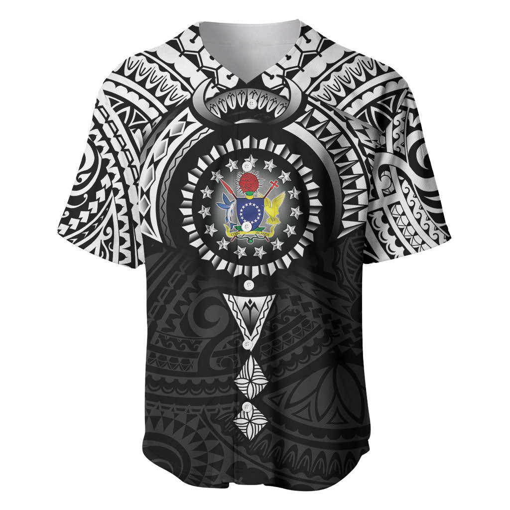 Cook Islands Manta Ray Baseball Jersey Kuki Airani Tattoo Black Color