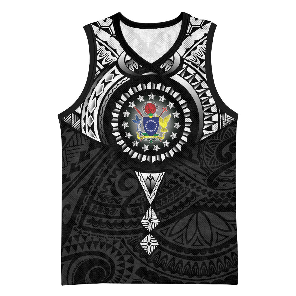 Cook Islands Manta Ray Basketball Jersey Kuki Airani Tattoo Black Color