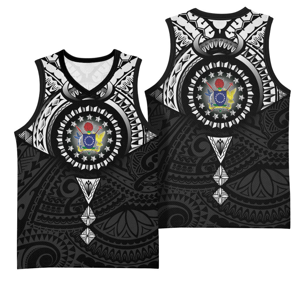 Cook Islands Manta Ray Basketball Jersey Kuki Airani Tattoo Black Color LT14 - Polynesian Pride