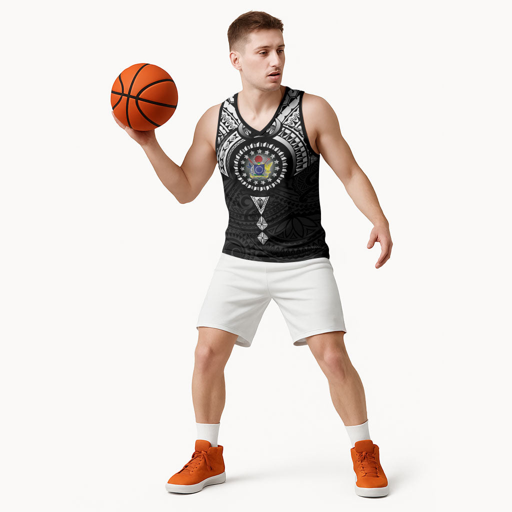 Cook Islands Manta Ray Basketball Jersey Kuki Airani Tattoo Black Color LT14 - Polynesian Pride