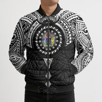Cook Islands Manta Ray Bomber Puffer Jacket Kuki Airani Tattoo Black Color LT14 - Polynesian Pride