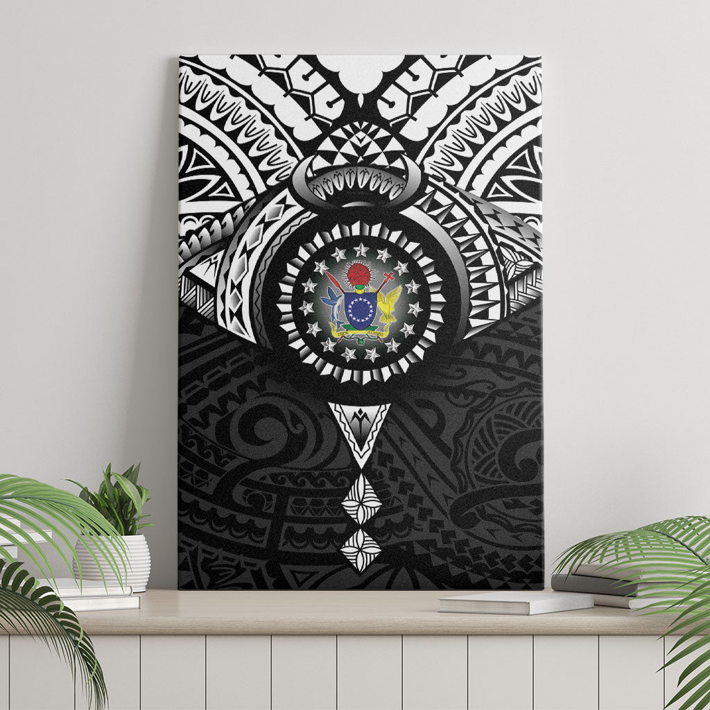 Cook Islands Manta Ray Canvas Wall Art Kuki Airani Tattoo Black Color LT14 - Polynesian Pride