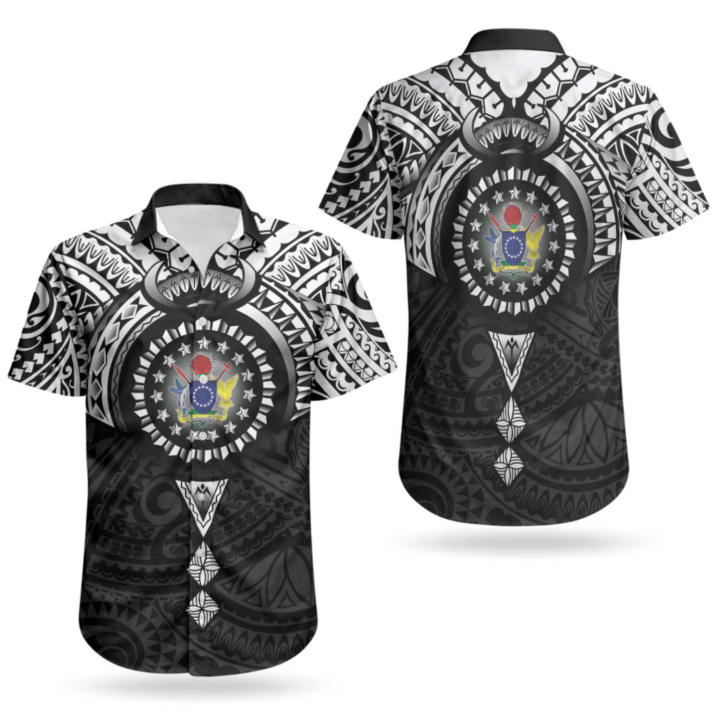 Cook Islands Manta Ray Couples Matching Tank Maxi Dress and Hawaiian Shirt Kuki Airani Tattoo Black Color LT14 - Polynesian Pride