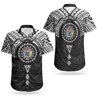 Cook Islands Manta Ray Couples Matching Tank Maxi Dress and Hawaiian Shirt Kuki Airani Tattoo Black Color LT14 - Polynesian Pride