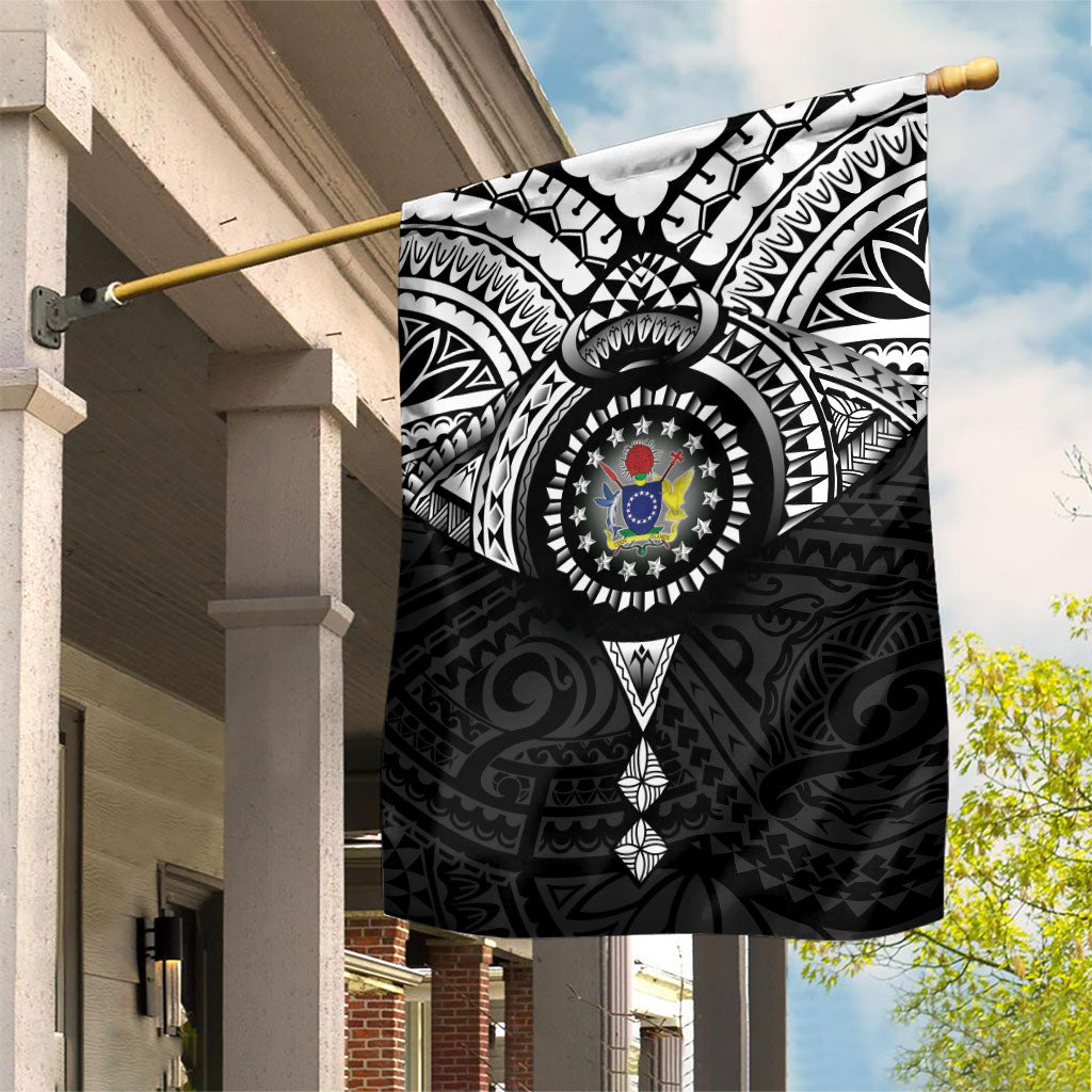 Cook Islands Manta Ray Garden Flag Kuki Airani Tattoo Black Color