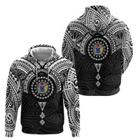 Cook Islands Manta Ray Hoodie Kuki Airani Tattoo Black Color LT14 - Polynesian Pride
