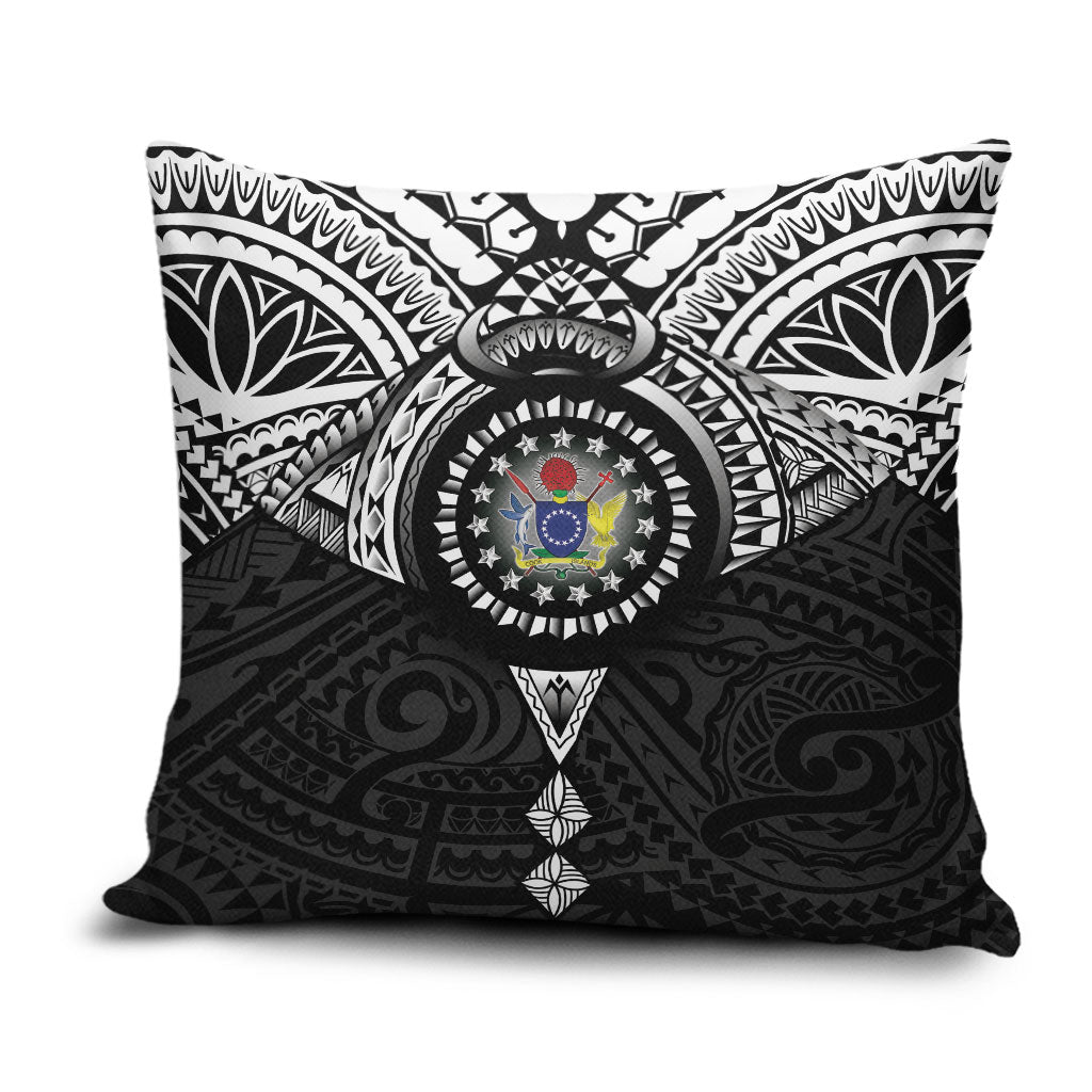 Cook Islands Manta Ray Pillow Cover Kuki Airani Tattoo Black Color