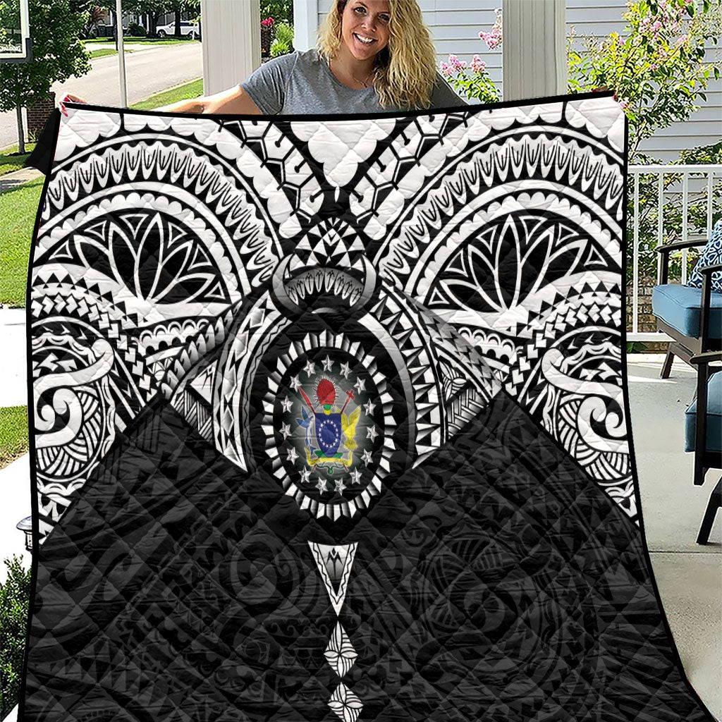 Cook Islands Manta Ray Quilt Kuki Airani Tattoo Black Color