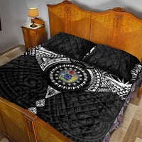 Cook Islands Manta Ray Quilt Bed Set Kuki Airani Tattoo Black Color LT14 - Polynesian Pride