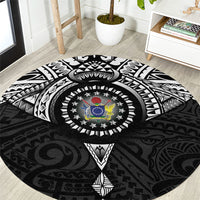 Cook Islands Manta Ray Round Carpet Kuki Airani Tattoo Black Color LT14 Black - Polynesian Pride