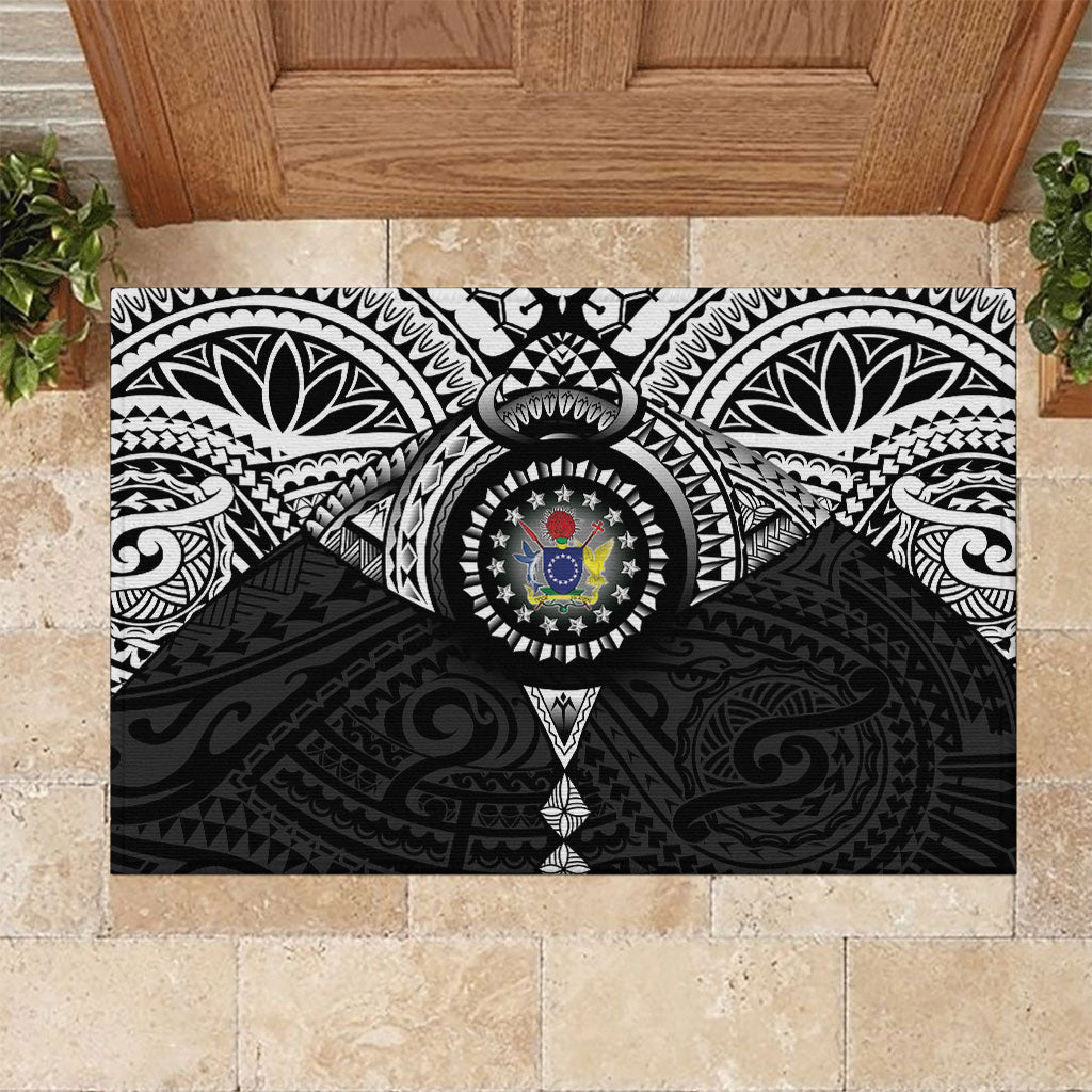 Cook Islands Manta Ray Rubber Doormat Kuki Airani Tattoo Black Color