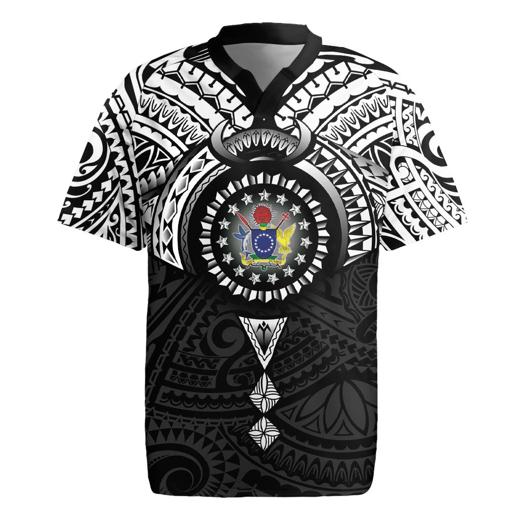 Cook Islands Manta Ray Rugby Jersey Kuki Airani Tattoo Black Color
