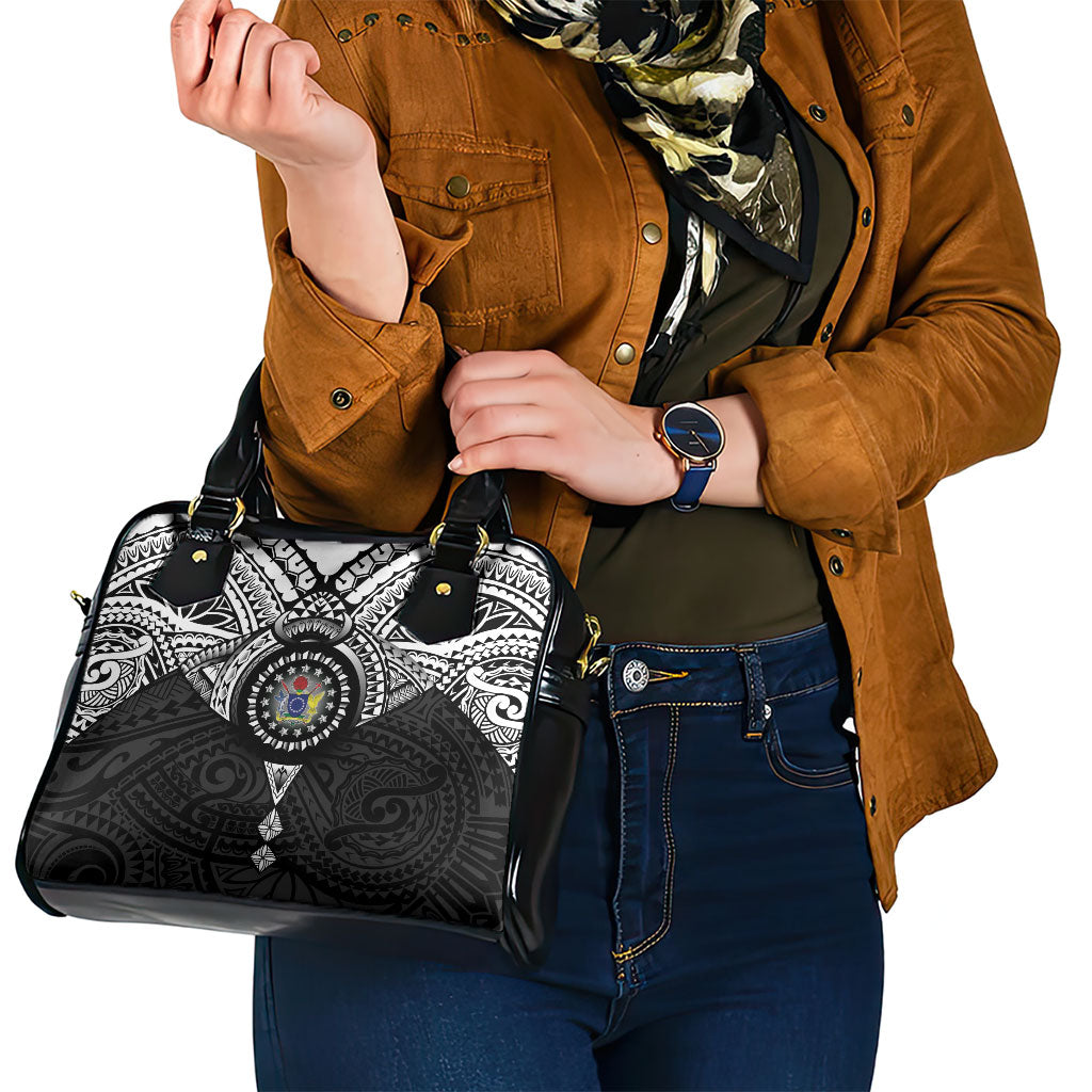 Cook Islands Manta Ray Shoulder Handbag Kuki Airani Tattoo Black Color LT14 - Polynesian Pride