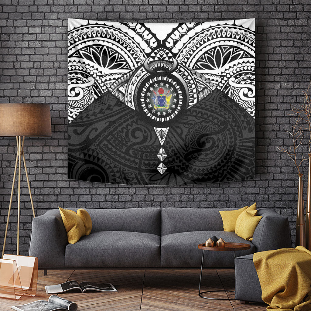 Cook Islands Manta Ray Tapestry Kuki Airani Tattoo Black Color LT14 Black - Polynesian Pride