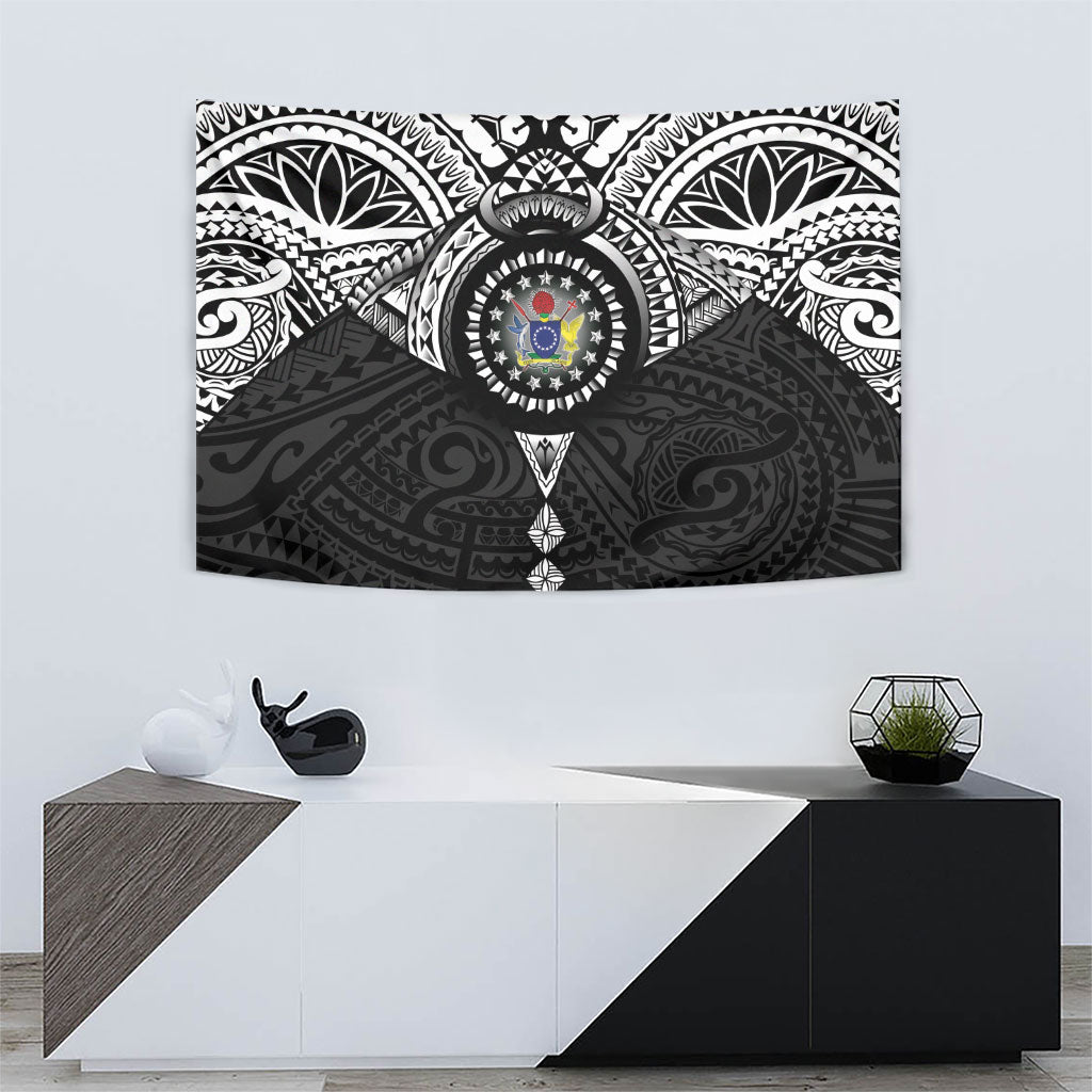 Cook Islands Manta Ray Tapestry Kuki Airani Tattoo Black Color LT14 - Polynesian Pride