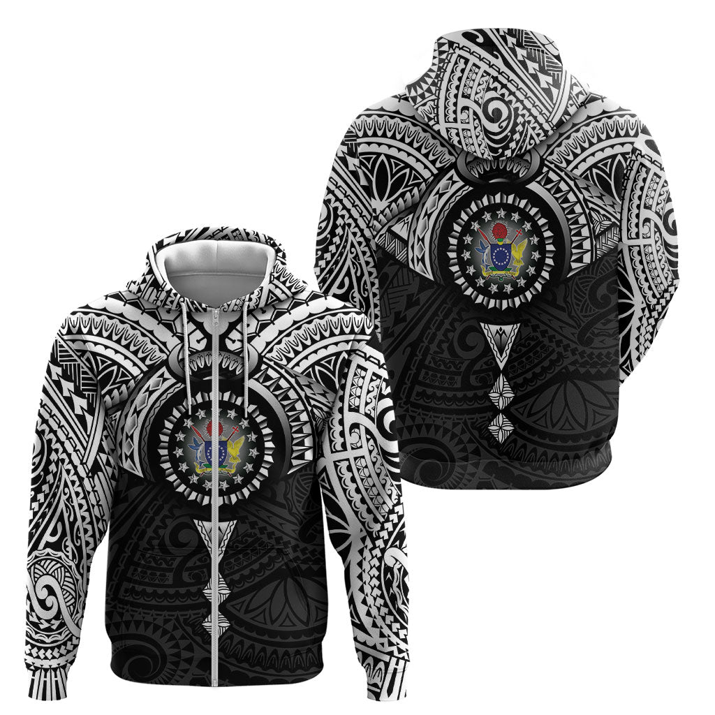 Cook Islands Manta Ray Zip Hoodie Kuki Airani Tattoo Black Color LT14 - Polynesian Pride