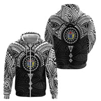 Cook Islands Manta Ray Zip Hoodie Kuki Airani Tattoo Black Color LT14 - Polynesian Pride