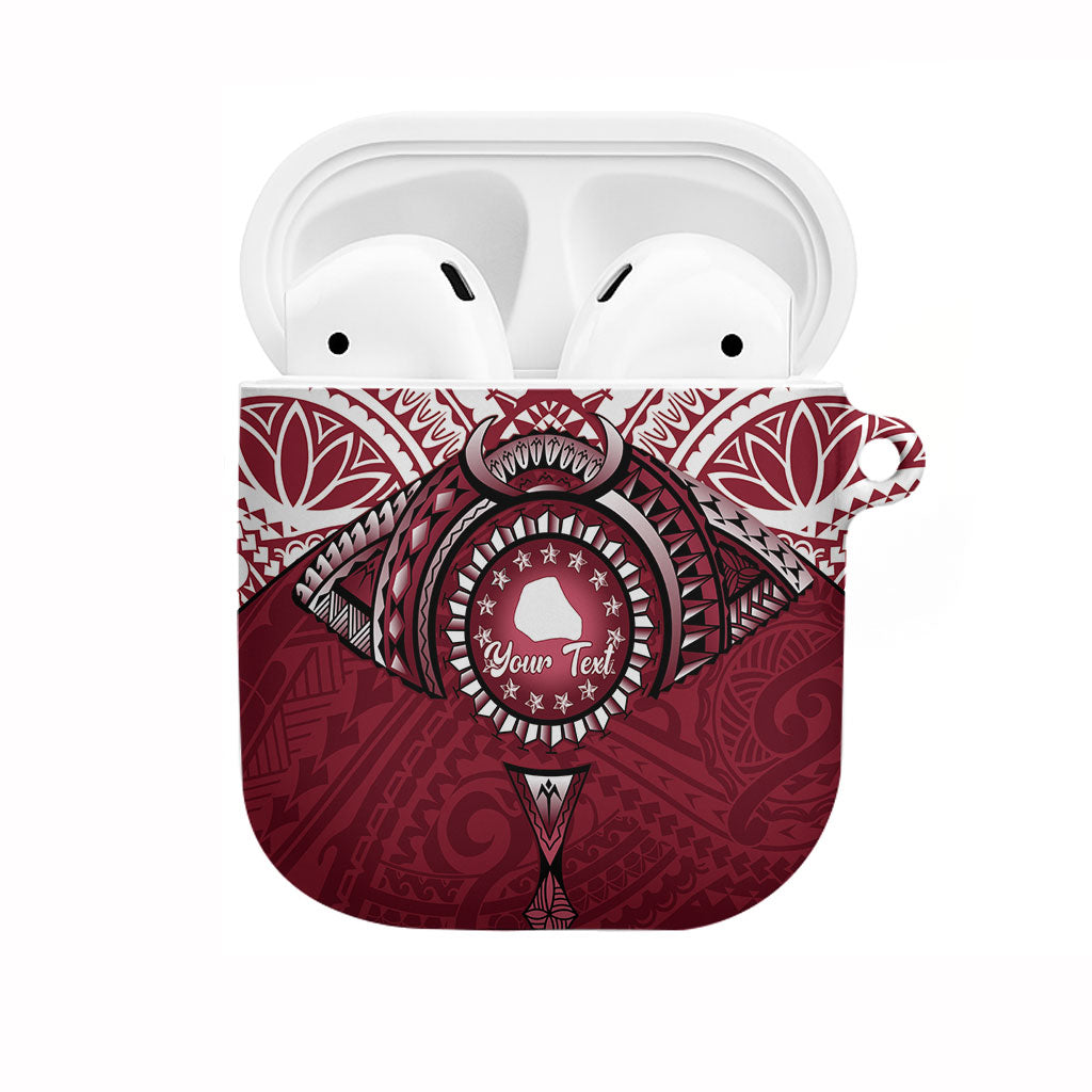 Personalised Cook Islands Mangaia AirPods Case Map With Kuki Airani Manta Ray Tattoo