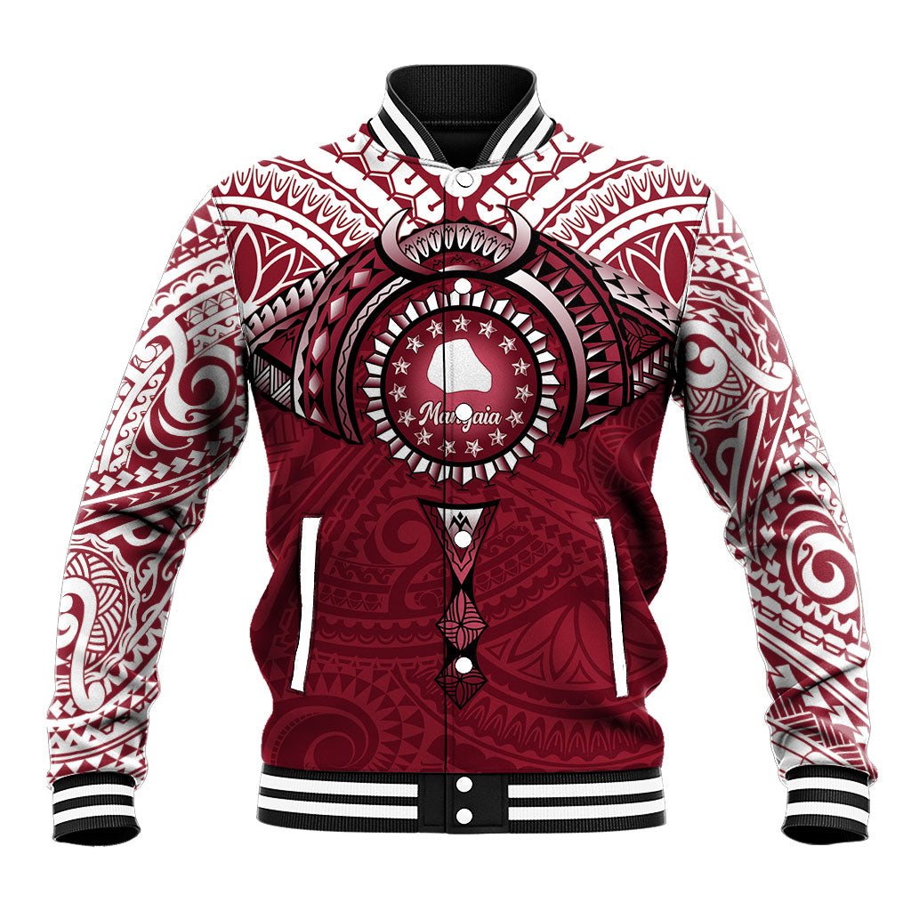 Personalised Cook Islands Mangaia Baseball Jacket Map With Kuki Airani Manta Ray Tattoo