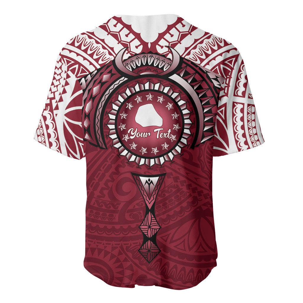 Personalised Cook Islands Mangaia Baseball Jersey Map With Kuki Airani Manta Ray Tattoo LT14 - Polynesian Pride