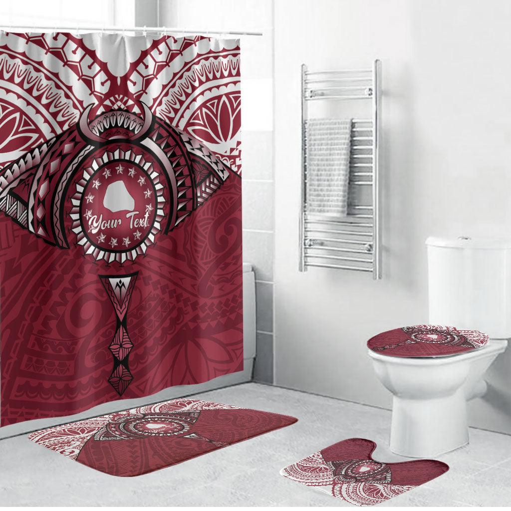 Personalised Cook Islands Mangaia Bathroom Set Map With Kuki Airani Manta Ray Tattoo LT14 Bathroom Set (4 pcs) Maroon - Polynesian Pride