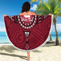 Personalised Cook Islands Mangaia Beach Blanket Map With Kuki Airani Manta Ray Tattoo LT14 - Polynesian Pride