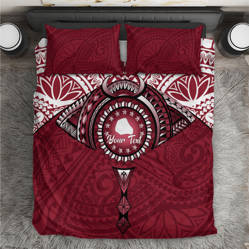 Personalised Cook Islands Mangaia Bedding Set Map With Kuki Airani Manta Ray Tattoo