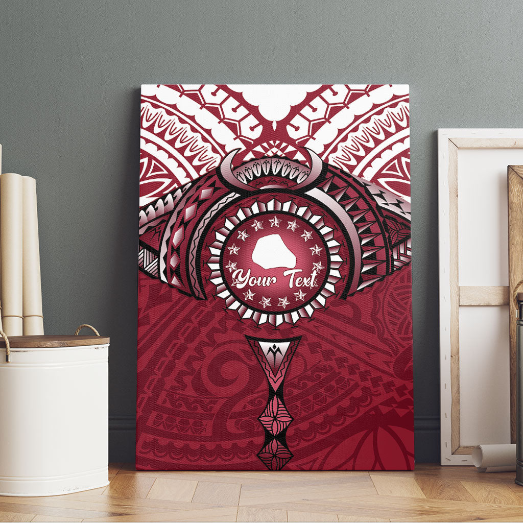 Personalised Cook Islands Mangaia Canvas Wall Art Map With Kuki Airani Manta Ray Tattoo LT14 - Polynesian Pride