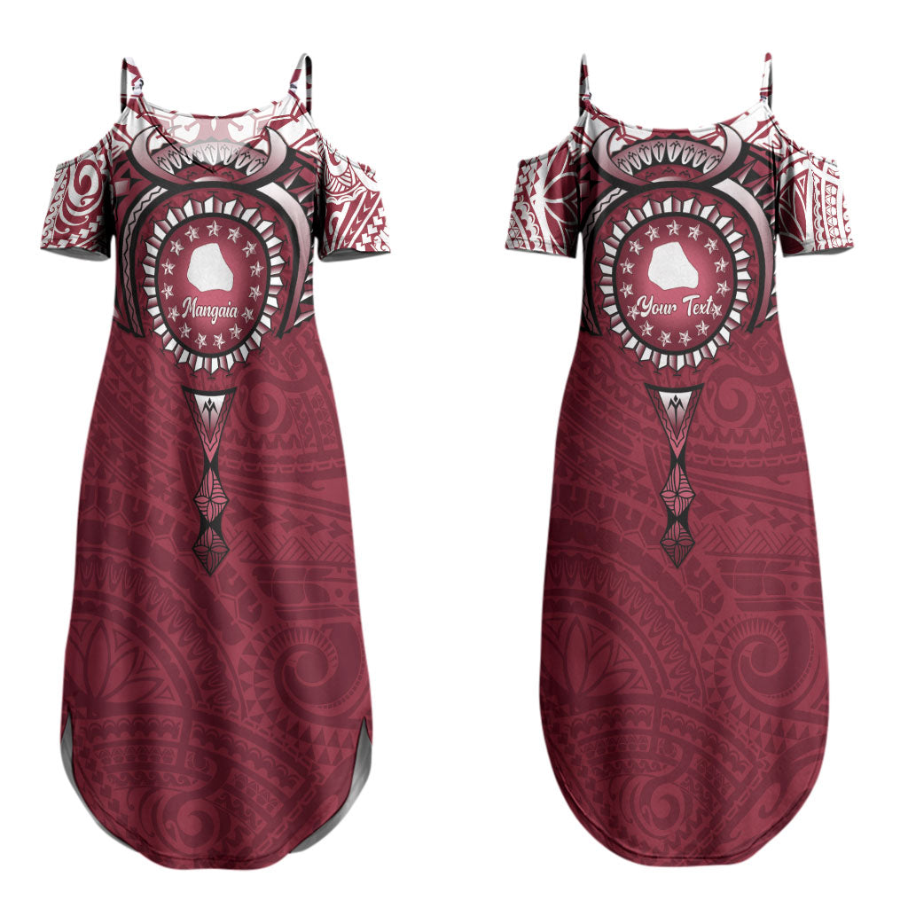 Personalised Cook Islands Mangaia Couples Matching Summer Maxi Dress and Long Sleeve Button Shirt Map With Kuki Airani Manta Ray Tattoo LT14 - Polynesian Pride
