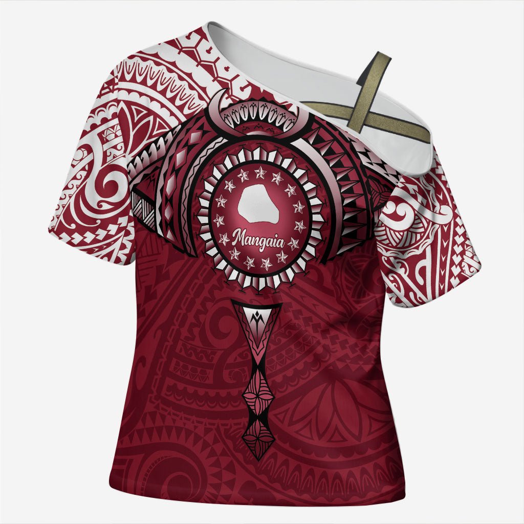 Personalised Cook Islands Mangaia Cross Shoulder Shirt Map With Kuki Airani Manta Ray Tattoo