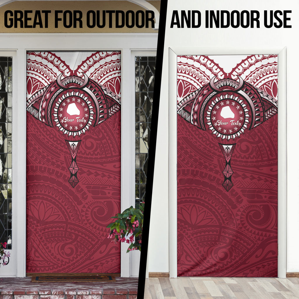 Personalised Cook Islands Mangaia Door Cover Map With Kuki Airani Manta Ray Tattoo LT14 - Polynesian Pride