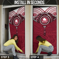 Personalised Cook Islands Mangaia Door Cover Map With Kuki Airani Manta Ray Tattoo LT14 - Polynesian Pride