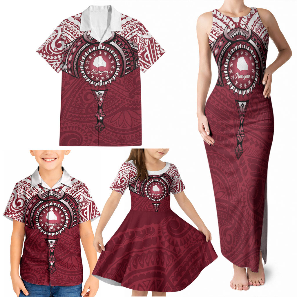 Personalised Cook Islands Mangaia Family Matching Tank Maxi Dress and Hawaiian Shirt Map With Kuki Airani Manta Ray Tattoo LT14 - Polynesian Pride