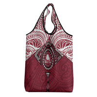 Personalised Cook Islands Mangaia Grocery Bag Map With Kuki Airani Manta Ray Tattoo LT14 - Polynesian Pride
