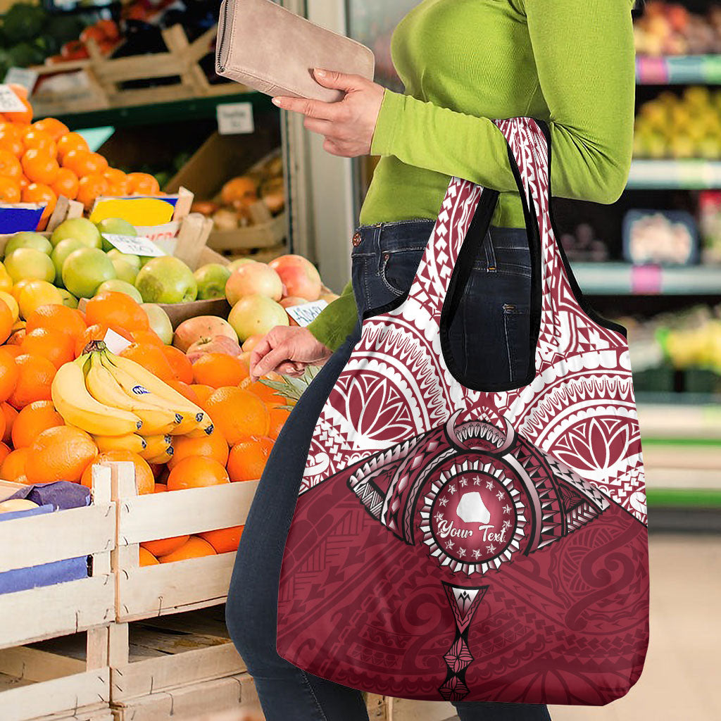 Personalised Cook Islands Mangaia Grocery Bag Map With Kuki Airani Manta Ray Tattoo LT14 - Polynesian Pride