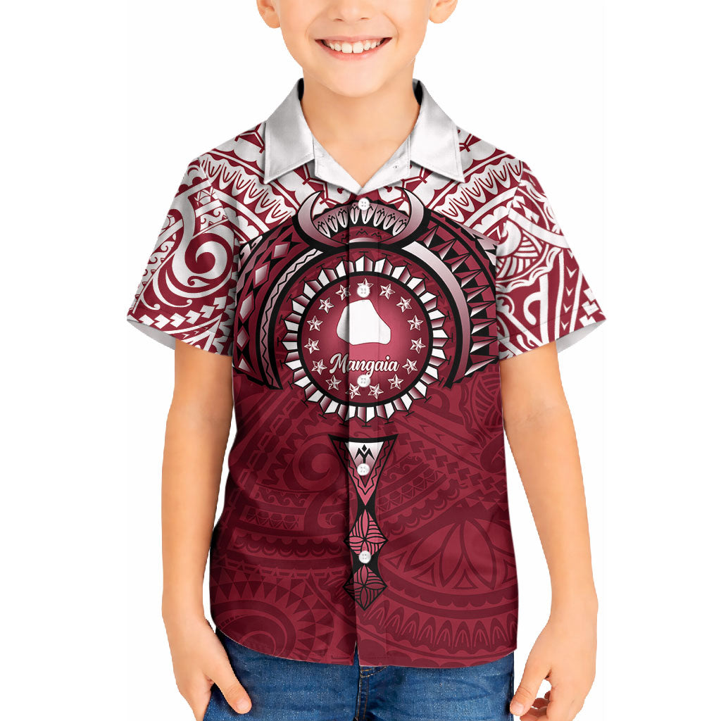 Personalised Cook Islands Mangaia Kid Hawaiian Shirt Map With Kuki Airani Manta Ray Tattoo