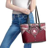Personalised Cook Islands Mangaia Leather Tote Bag Map With Kuki Airani Manta Ray Tattoo LT14 - Polynesian Pride