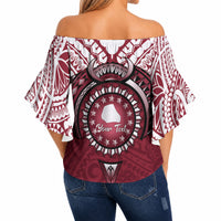 Personalised Cook Islands Mangaia Off Shoulder Wrap Waist Top Map With Kuki Airani Manta Ray Tattoo LT14 - Polynesian Pride