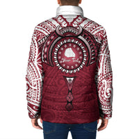 Personalised Cook Islands Mangaia Padded Jacket Map With Kuki Airani Manta Ray Tattoo LT14 - Polynesian Pride