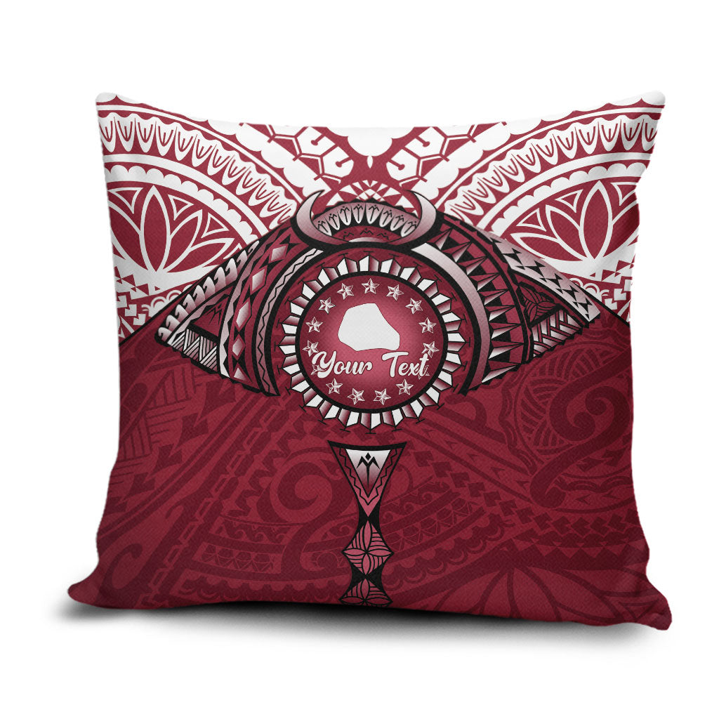 Personalised Cook Islands Mangaia Pillow Cover Map With Kuki Airani Manta Ray Tattoo