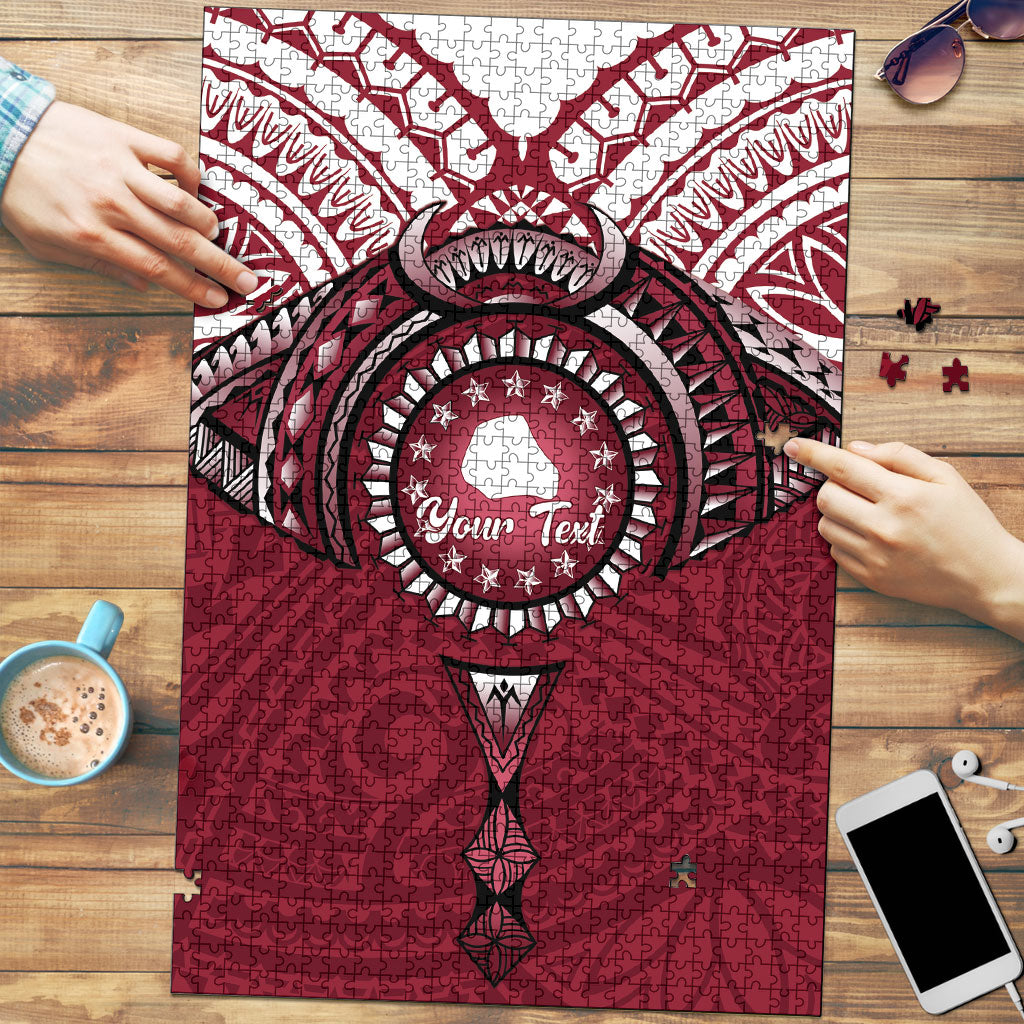 Personalised Cook Islands Mangaia Puzzle Map With Kuki Airani Manta Ray Tattoo