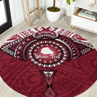 Personalised Cook Islands Mangaia Round Carpet Map With Kuki Airani Manta Ray Tattoo LT14 Maroon - Polynesian Pride