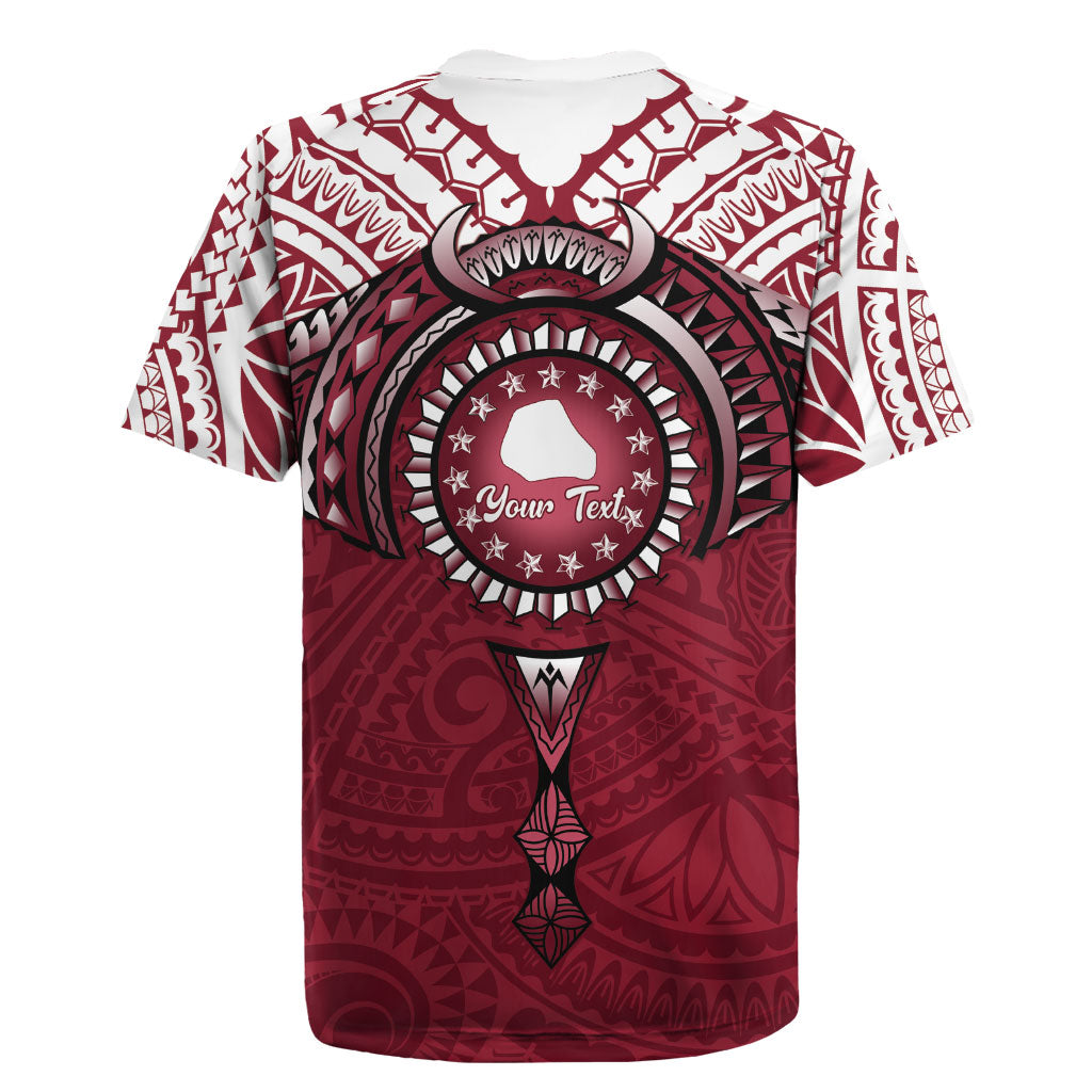Personalised Cook Islands Mangaia Rugby Jersey Map With Kuki Airani Manta Ray Tattoo LT14 - Polynesian Pride