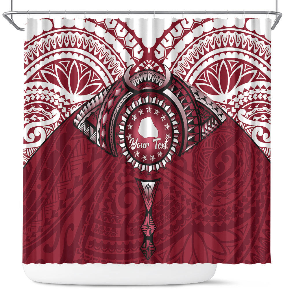 Personalised Cook Islands Mangaia Shower Curtain Map With Kuki Airani Manta Ray Tattoo