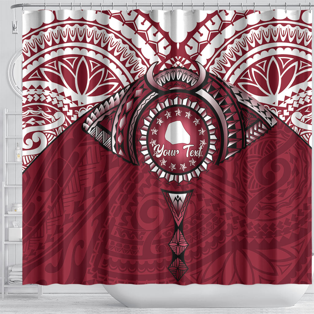 Personalised Cook Islands Mangaia Shower Curtain Map With Kuki Airani Manta Ray Tattoo LT14 - Polynesian Pride