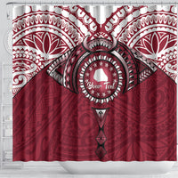 Personalised Cook Islands Mangaia Shower Curtain Map With Kuki Airani Manta Ray Tattoo LT14 - Polynesian Pride